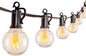 Outdoor String Lights 25 Feet G40 LED Patio Lights, Plug-in, 13 Plastic Edison Bulbs(1 Spare), Waterproof Connectable Hanging Light for Backyard Porch Balcony Party Decor, E12 Base, Black