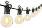 Outdoor String Lights 25 Feet G40 LED Patio Lights, Plug-in, 13 Plastic Edison Bulbs(1 Spare), Waterproof Connectable Hanging Light for Backyard Porch Balcony Party Decor, E12 Base, Black