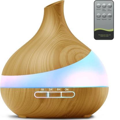 500ML Essential Oil Diffuser: Aroma Diffuser with Remote Control for Hotel Spa Yoga Room - Humidifiers for Bedroom with 14 Colors LED Night Light for Kids/Women Home Relaxation