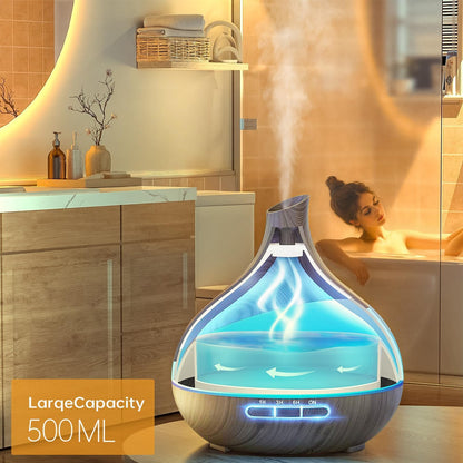 500ML Essential Oil Diffuser: Aroma Diffuser with Remote Control for Hotel Spa Yoga Room - Humidifiers for Bedroom with 14 Colors LED Night Light for Kids/Women Home Relaxation
