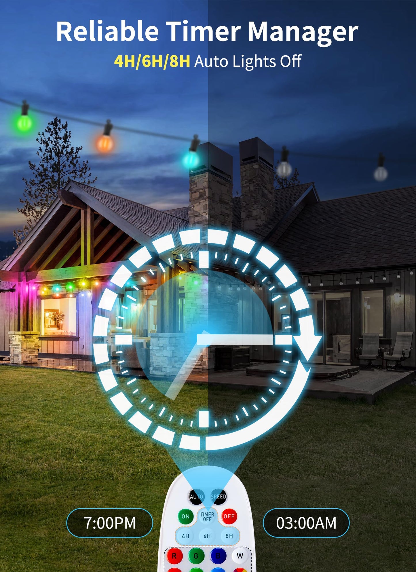 Outdoor String Lights 25 Feet G40 LED Patio Lights, Plug-in, 13 Plastic Edison Bulbs(1 Spare), Waterproof Connectable Hanging Light for Backyard Porch Balcony Party Decor, E12 Base, Black